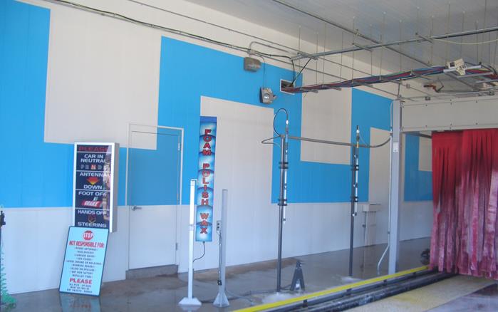 Colored PVC Wall and Ceiling Panels from Extrutech Plastics Inc. (EPI) used in a Car Wash