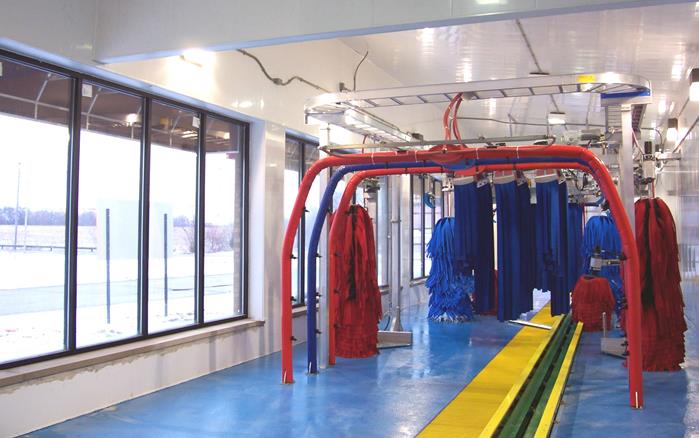 Glossy White PVC Wall and Ceiling Panels from Extrutech Plastics Inc. (EPI) used in a Car Wash