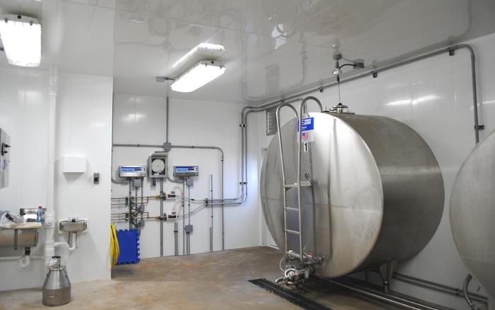 Glossy White PVC Wall and Ceiling Panels from Extrutech Plastics Inc. (EPI) used in a Milk House
