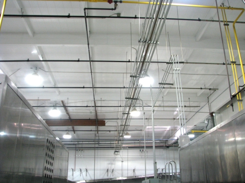 Extrutech Panels mounted to the ceiling of a process plant