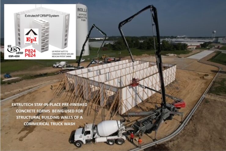 Commerical Truck Wash using Extrutech Pre-Finished Concrete FORM Panels