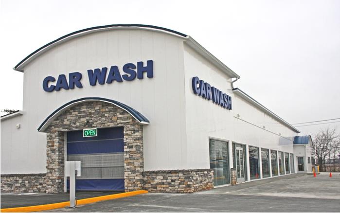 Extrutech FORM Panels used as the Pre-Finished Structural Exterior Walls of the Car Wash
