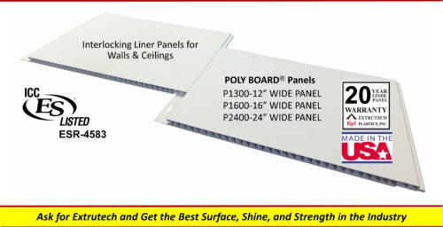 PVC Interlocking Liner Panels, Manitowoc Wisconsin, Extrutech Plastics, Inc.